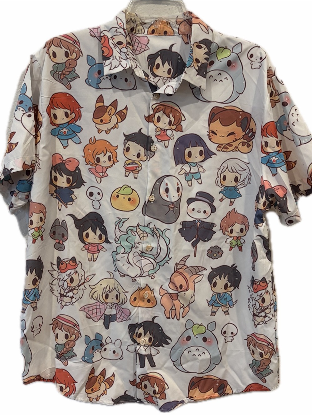 Chibi Miyazaki character button up collared shirt